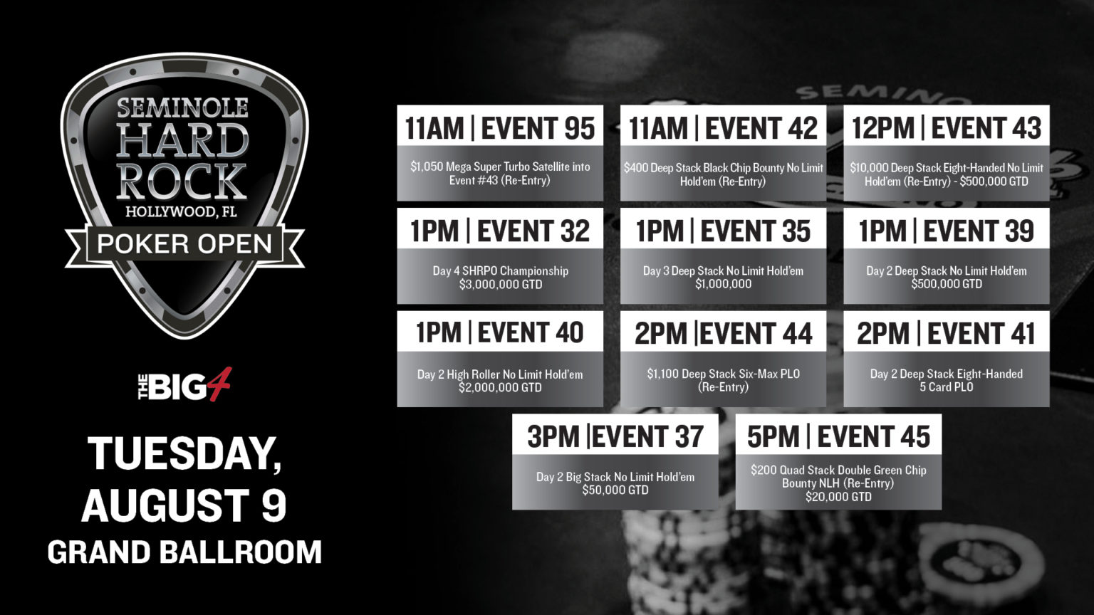 SHRPO Day 14 Schedule | Seminole Hard Rock Hollywood Poker